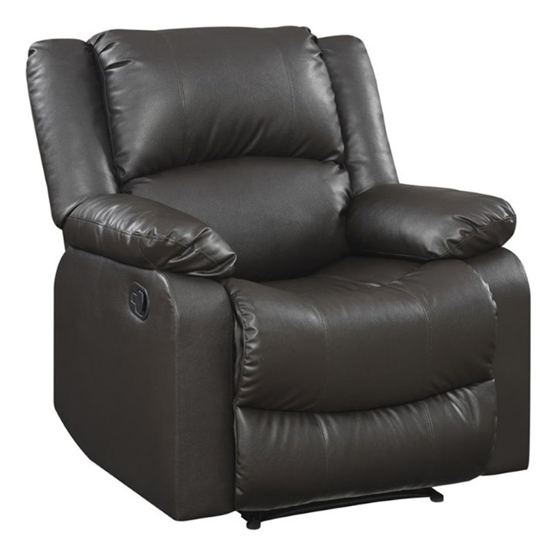 Hawthorne Collections Transitional Faux Leather Recliner in Java Espresso
