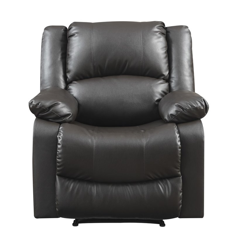 Hawthorne Collections Transitional Faux Leather Recliner in Java Espresso