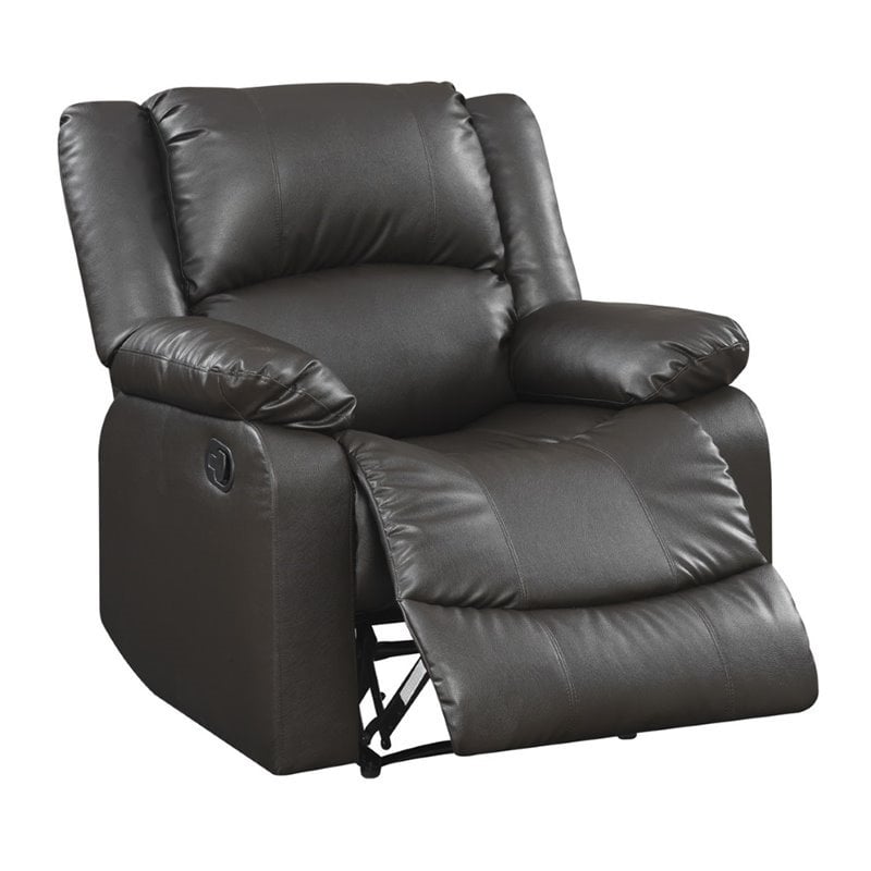 Hawthorne Collections Transitional Faux Leather Recliner in Java Espresso