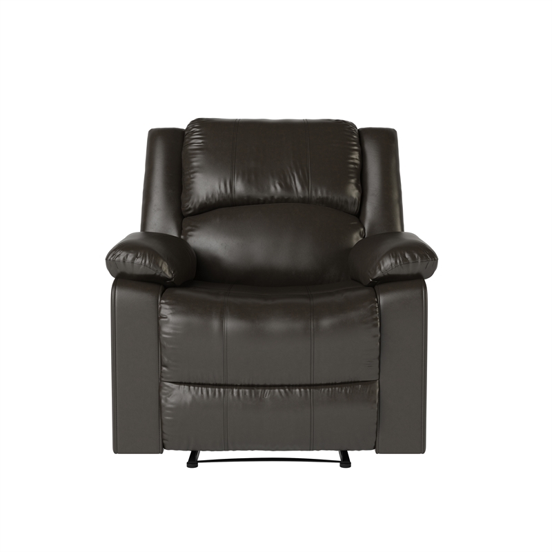 Hawthorne Collections Transitional Faux Leather Recliner in Java Espresso