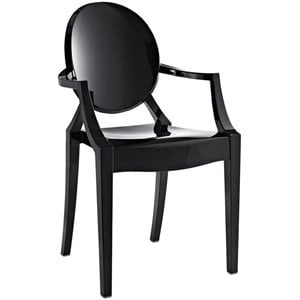 Hawthorne Collections 18.5&quot Modern Plastic Dining Arm Chair in Black