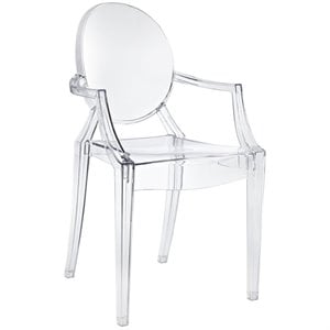 Hawthorne Collections Polycarbonate Clear Dining Arm Chair Stackable 36&quot Assembled
