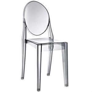 Hawthorne Collections 19&quot Modern Plastic Dining Side Chair in Smoked Clear