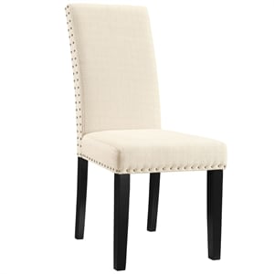 Hawthorne Collections 19.5&quot Modern Fabric/Wood Dining Side Chair in Beige