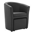 Hawthorne Collections Faux Leather Accent Chair with Ottoman in Black