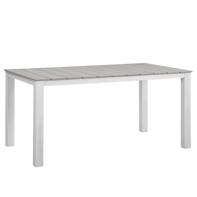 Hawthorne Collections Outdoor Dining Table in White Light Gray