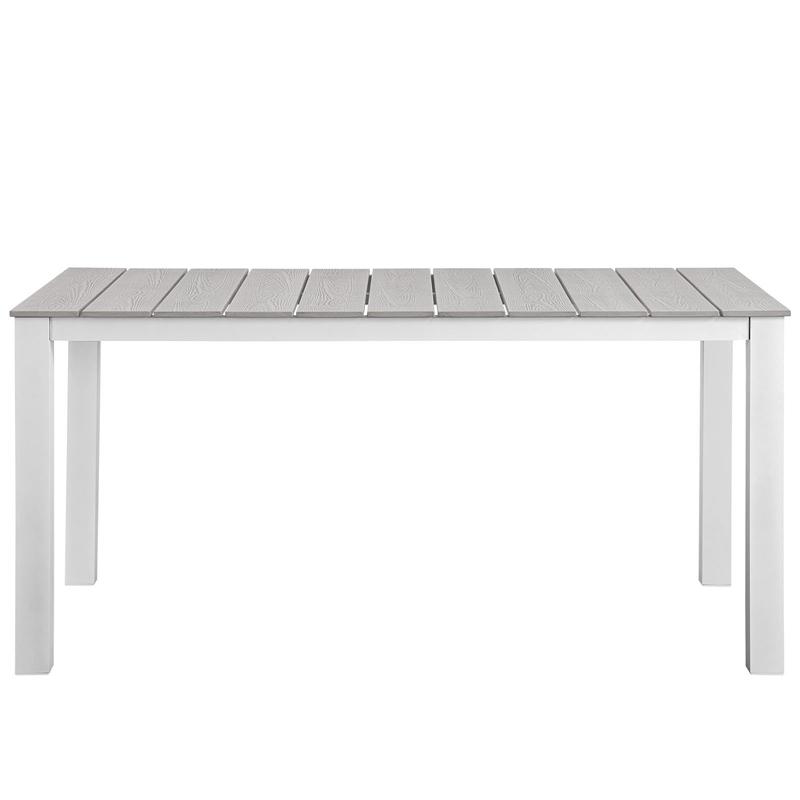 Hawthorne Collections Outdoor Dining Table in White Light Gray