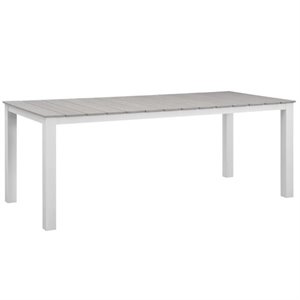 Hawthorne Collections Outdoor Dining Table in White and Light Gray