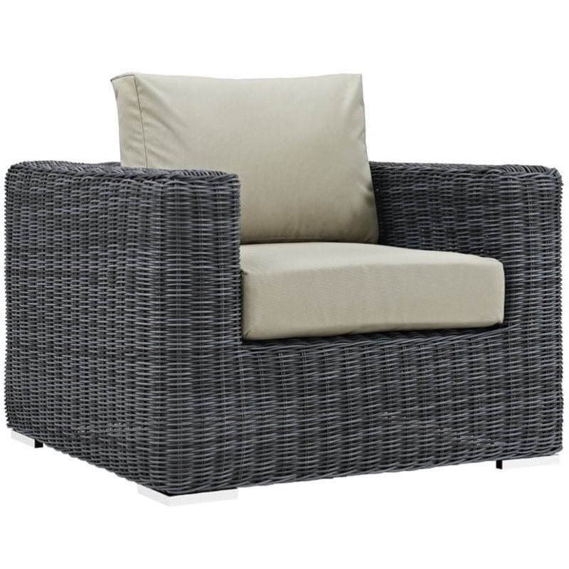 Hawthorne Collections Outdoor Armchair in Canvas Antique Beige