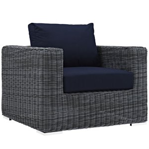 Hawthorne Collections Patio Arm Chair in Canvas Navy