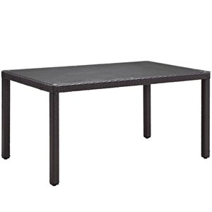 Hawthorne Collections Glass Top Patio Dining Table in Espresso