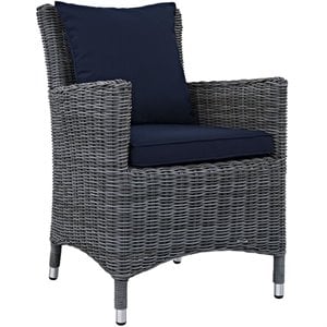 Hawthorne Collections Patio Dining Arm Chair in Canvas Navy