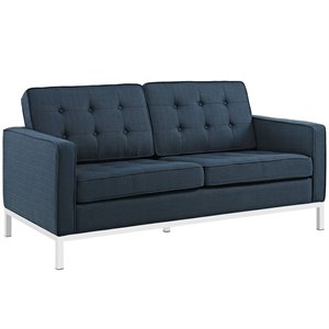 hawthorne collections fabric tufted loveseat in azure