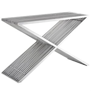 hawthorne collections metal console table in silver