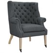 Hawthorne Collections Upholstered Accent Chair with Casters in Gray