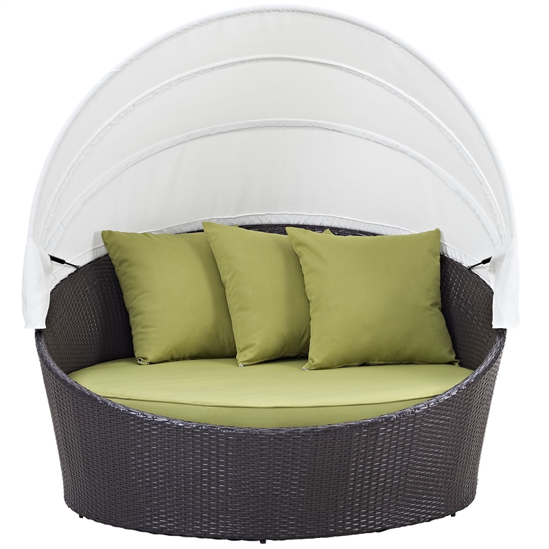 Hawthorne Collections Patio Canopy Daybed in Espresso and Peridot