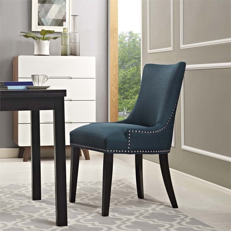 Hawthorne Collections Fabric Upholstered Dining Side Chair in Azure