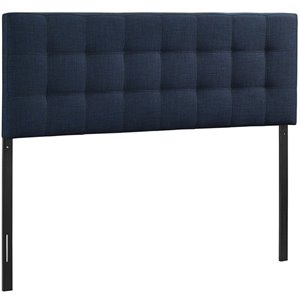 Hawthorne Collections Modern Fabric Queen Tufted Panel Headboard in Navy