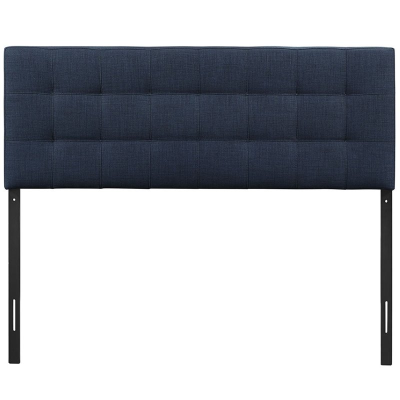 Hawthorne Collections Modern Fabric King Tufted Panel Headboard in Navy