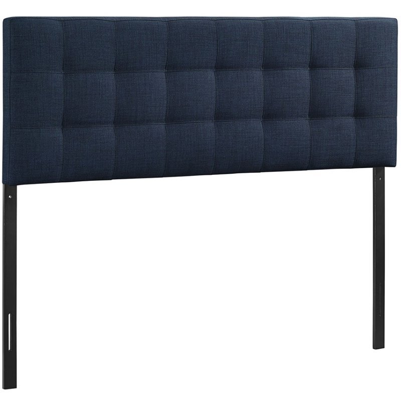 Hawthorne Collections Modern Fabric King Tufted Panel Headboard in Navy
