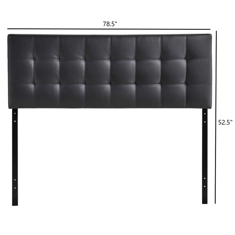 Hawthorne Collections Modern Vinyl King Tufted Panel Headboard in Black