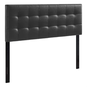 Hawthorne Collections Modern Vinyl King Tufted Panel Headboard in Black