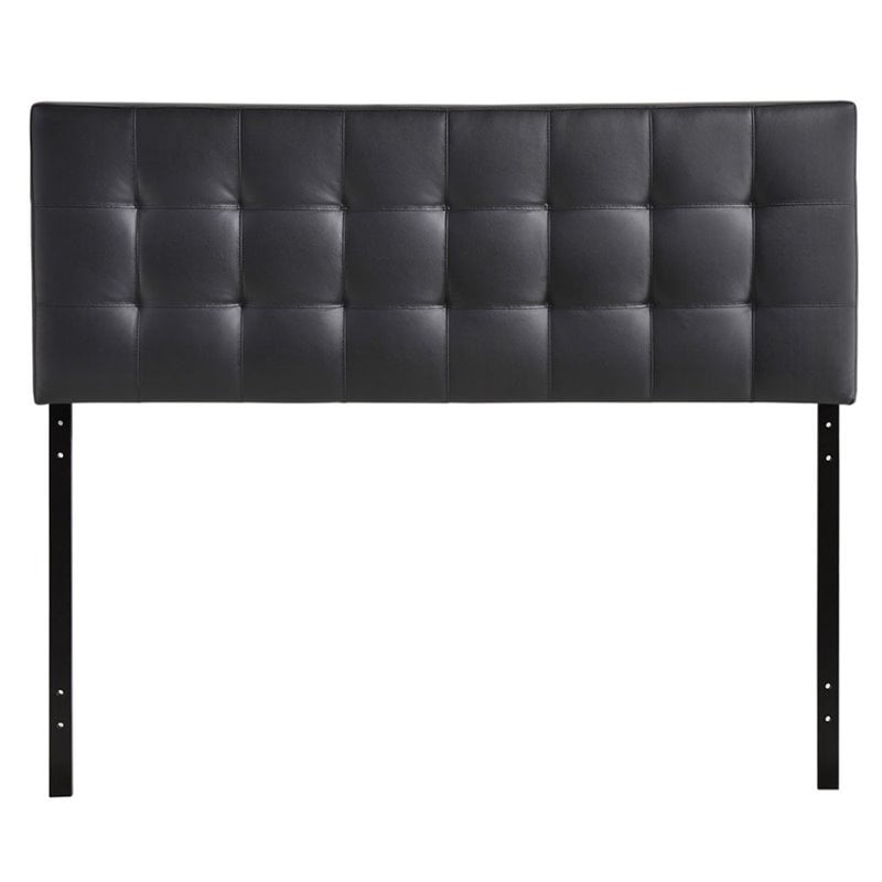 Hawthorne Collections Modern Vinyl King Tufted Panel Headboard in Black