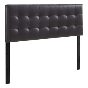 Hawthorne Collections Modern Vinyl King Tufted Panel Headboard in Brown