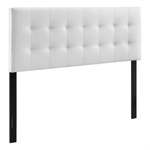 Hawthorne Collections Modern Vinyl King Tufted Panel Headboard in White