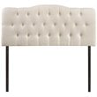 Hawthorne Collections Modern Fabric King Tufted Panel Headboard in Ivory