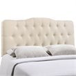 Hawthorne Collections Modern Fabric King Tufted Panel Headboard in Ivory