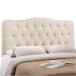 Hawthorne Collections Modern Fabric King Tufted Panel Headboard in Ivory