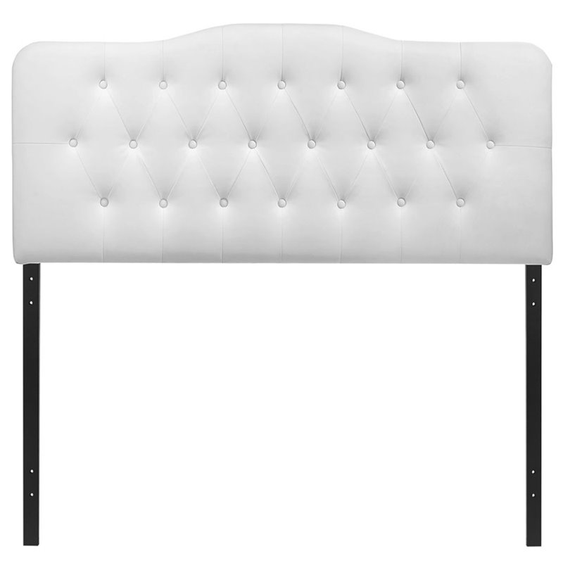 Hawthorne Collection King Vinyl Tufted Panel Headboard in White