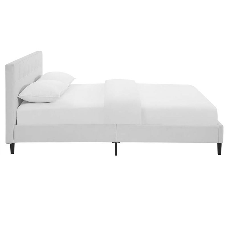 Hawthorne Collections Faux Leather Upholstered Queen Platform Bed in White