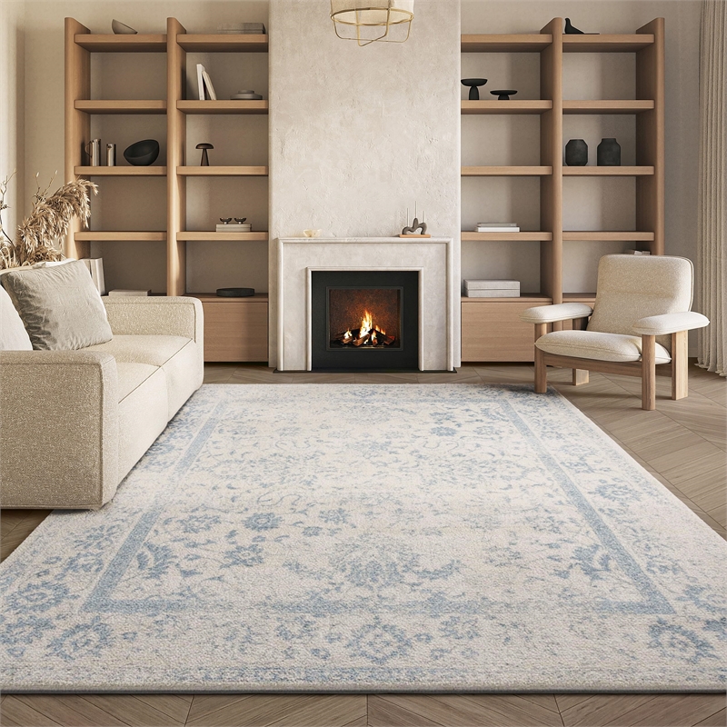 Hawthorne Collections 8' X 10' Power Loomed Rug in Ivory and Slate