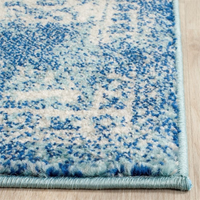 Hawthorne Collections 9' X 12' Power Loomed Rug in Blue and Ivory