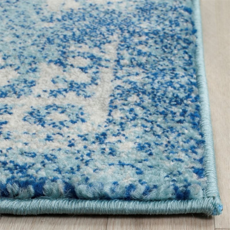 Hawthorne Collections 9' X 12' Power Loomed Rug in Blue and Ivory