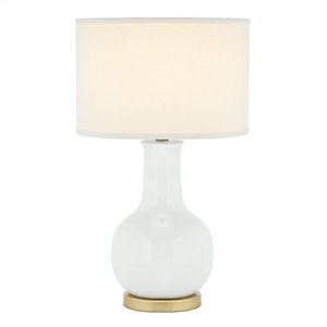 Hawthorne Collections Ceramic Lamp in White with White Shade