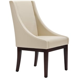 Hawthorne Collections Leather Slipper Swayback Arm Chair in Ivory