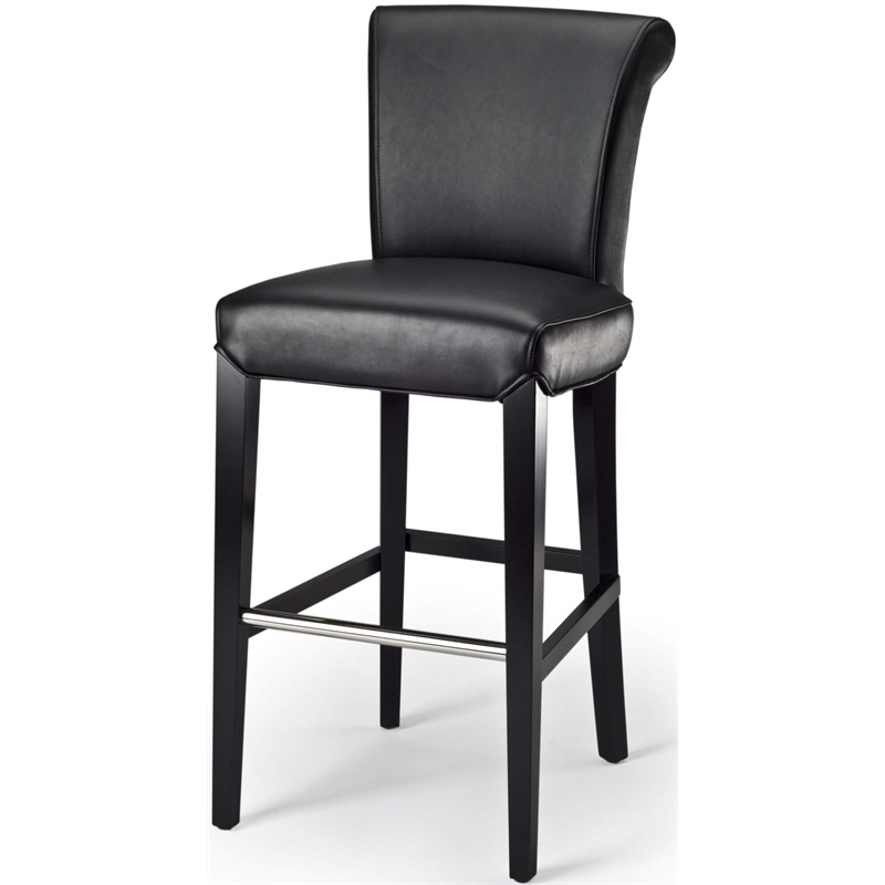 Hawthorne Collections Leather Bar Stool in Black