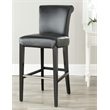 Hawthorne Collections Leather Bar Stool in Black