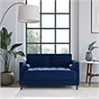 Hawthorne Collections Cushion Back Mid-Century Fabric Loveseat in Navy Blue
