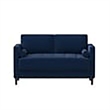 Hawthorne Collections Cushion Back Mid-Century Fabric Loveseat in Navy Blue