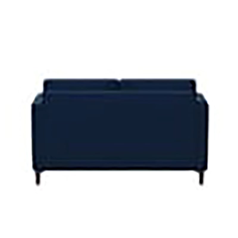 Hawthorne Collections Cushion Back Mid-Century Fabric Loveseat in Navy Blue