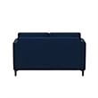 Hawthorne Collections Cushion Back Mid-Century Fabric Loveseat in Navy Blue