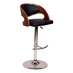 Hawthorne Collections 43.9&quot Modern Leather Swivel Barstool in Black