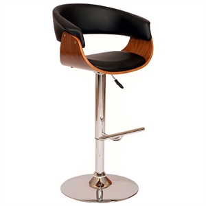 Hawthorne Collections 44.17&quotH Modern Wood/PU Swivel Barstool in Black