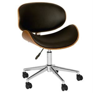 hawthorne collection  faux leather swivel office chair in black