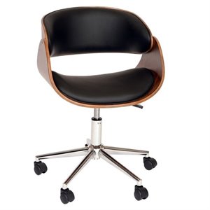 hawthorne collection  faux leather swivel office chair in black