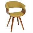 Hawthorne Collections Modern Wood/Fabric Accent Chair in Green/Walnut